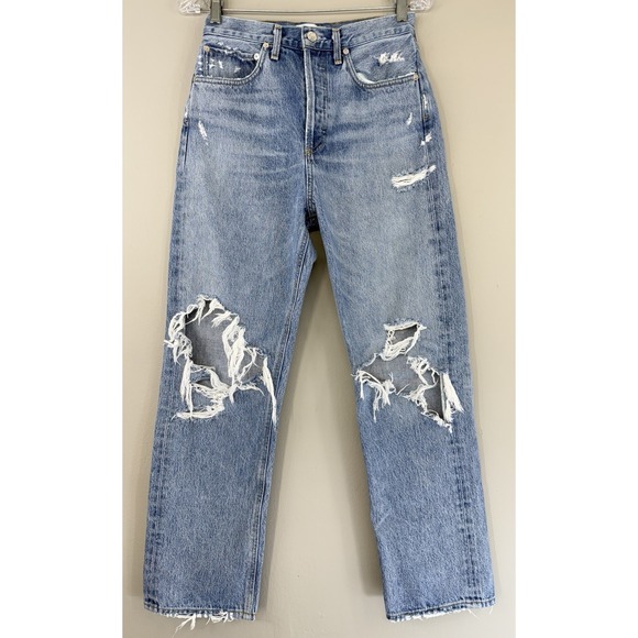 Agolde Denim - AGOLDE 90's Jean Women's 26x28 High‎ Rise Distressed Ripped Denim Button Fly